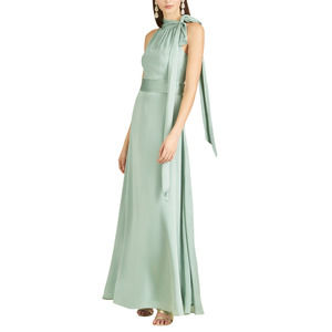 SACHIN & BABI Kayla Gown Women's Jade Tie Neck Maxi Crinkle Dress Size 12 NWT
